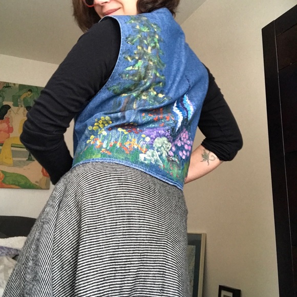 Vintage Hand Painted Jean Vest - Picture 7 of 12
